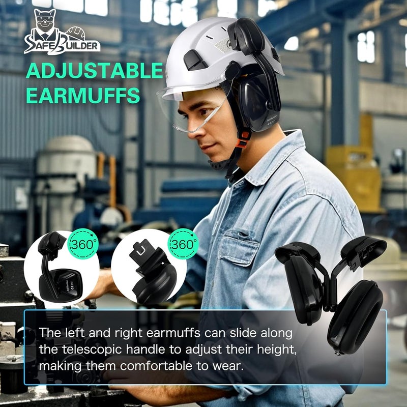 SAFEBUILDER 30dB Ear Muffs Hard Hats Type Safety Earmuffs For Safety Helmet Hearing Protection Earmuffs ANSI S3.19 - Image 3
